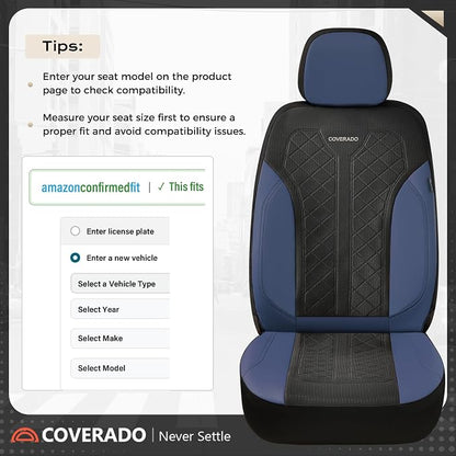 Coverado Car Seat Covers Full Set, Leather Seat Covers, Waterproof Automotive Protectors 5-Seat, Luxury Universal Fit Seat Covers for SUV, Truck, Sedan and Most Vehicles All-Weather - Image 6