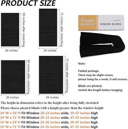 Window Blinds Cordless No Drill Cut to Size Stick On Temporary Paper Shades | Non-Woven, Blackout, Easy Install, Self Adhesive, Pleated Window Cover for Indoor Windows Doors Bedroom Kitchen Bathroom - Image 2