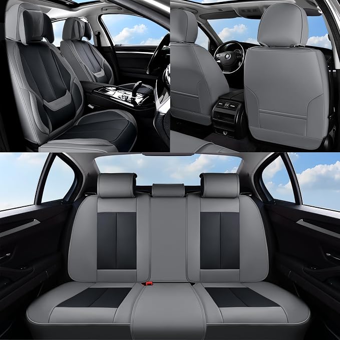 Coverado Car Seat Covers, Seat Covers for Cars, Waterproof Leather Auto Seat Protectors, Leather Car Seat Cushion, Car Interiors Accessories Universal Fit for Most Cars - Image 7