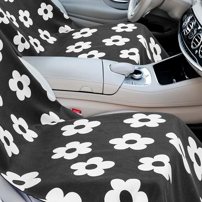 Hahafelt 2 Pack Car Seat Towel Cover with Storage Bag, Florid Declamation | 63 x 32 in Car Towel Seat Cover Non Slip Waterproof, Gym Workout Swimming Running, Machine Washable Sweat Absorbent Protector - Image 6