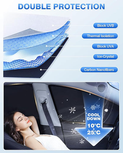 Canvcle Windshield Sun Shade for 2020-2025 2026 Toyota Highlander Accessories Side Rear Window Shade Cover Set Window Sun Visor Privacy for Camping Keep Vehicle Cool Black 8PCS - Image 4