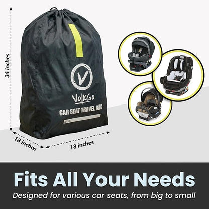 Car Seat Travel Bag for Air Travel - Large Bag for Airplane, Durable & Water-Resistant Protector with Pouch - Universal Size (Black) - Image 3