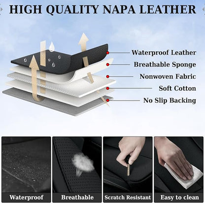 Coverado Car Seat Covers, Seat Covers for Cars, Waterproof Leather Auto Seat Protectors, Leather Car Seat Cushion, Car Interiors Accessories Universal Fit for Most Cars - Image 7