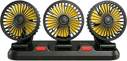 12V Adjustable 3-Head Car Cooling Fan, 360° Rotation Dashboard Fan with 2 Speeds, Portable Tree-Style Turbo Cooler for SUV/RV/Truck/Van/Diesel Engine, Powered by Cigarette Lighter by Unknown