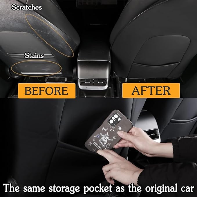 for Tesla Model Y 3 S X (Juniper & Highland Included) Seat Back Kick Protectors for Kids Kick Mats Leather Back Seat Cover Protect from Mud, Stains, Scratches, Set of 2 for Tesla Accessories - Image 4