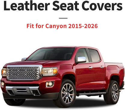 Fit Canyon Car Seat Covers for GMC Canyon 2015-2025 2026 - Luxury Leather, Anti-Slip, All-Weather, Waterproof & Breathable, Airbag Compatible, 2 Front Seats Only (Red) - Image 4
