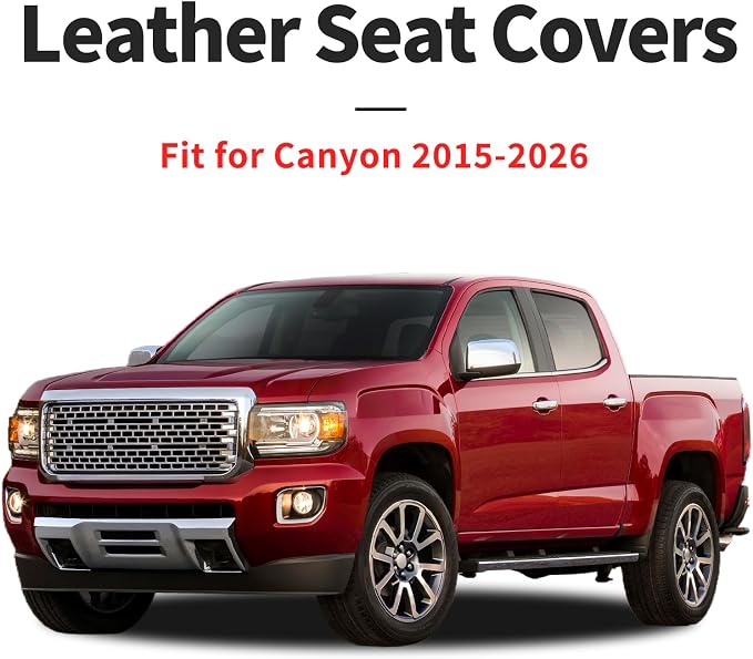 Fit Canyon Car Seat Covers for GMC Canyon 2015-2025 2026 - Luxury Leather, Anti-Slip, All-Weather Seat Cushions, Waterproof & Breathable, Airbag Compatible, Full 5-Seat Set (Red) - Image 4