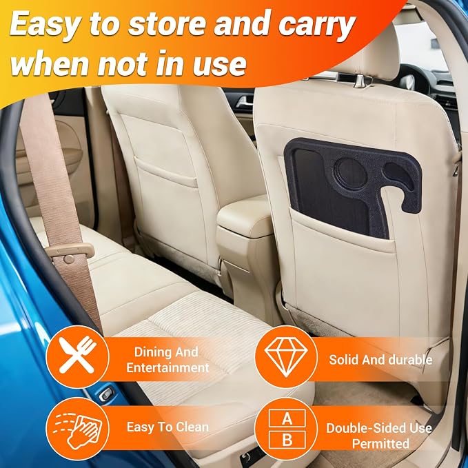 Steering Wheel Car Desk, Multipurpose Portable Vehicle Tray Table for Laptops, Meals & Work, Universal Road Trip Food Stand, Black - Image 6