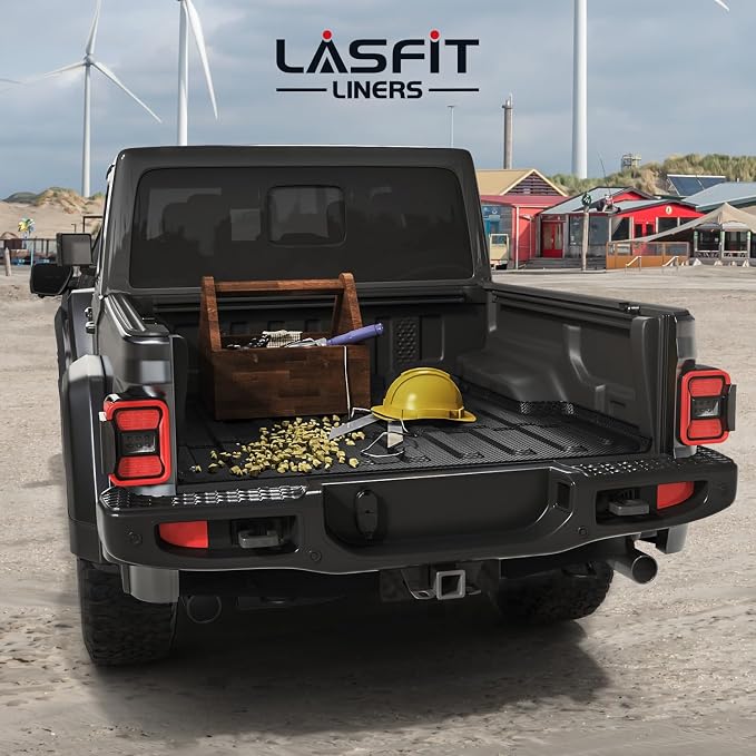 LASFIT 5FT Bed Mat for Jeep Gladiator JT 2020-2025 2026 (60 inches) | All Weather, TPE, Custom Fit, Truck Bed Mat, Bed Liner, Black - Image 6