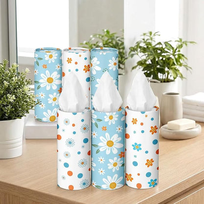 Arttown Car Tissue Holder for Cup Holder Facial Tissues 12 Pack Daisy | Flower Bulk 3-Ply,Refillable Marble Print Cylinder Tissue Boxes,Fit Car Home Office School (600 Sheets Total,50 Sheets Each) - Image 6