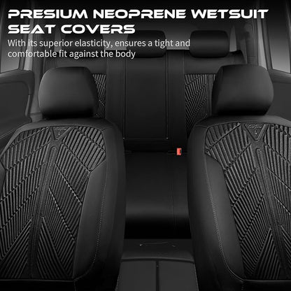 CAR PASS Waterproof Car Seat Covers Full Set,Neoprene Wetsuit, All-Weather Non-Slip Durable, Universal Fit for SUV, Sedans, Trucks, Vans, with Armrest & Airbag Compatibable, All Black - Image 7