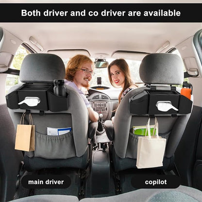 7-In-1 Car Seat Back Organizer with Cup Holders, Tissue Box, Garbage Can&Hooks, Multifunctional Headrest Storage Organizer, Headrest Cup Holder for Backseat, Car Accessories for Trips, Travels(Black) - Image 8