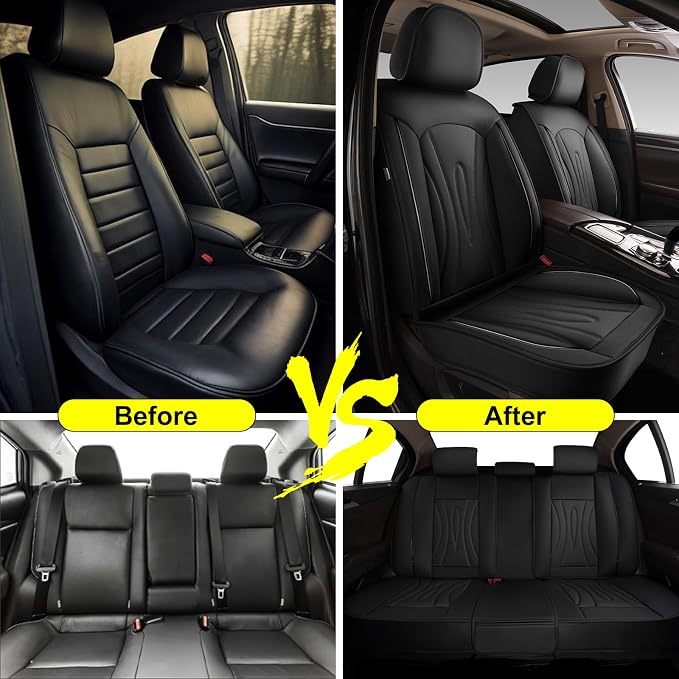 Car Seat Covers for Toyota Corolla 2000-2019 Full Set Faux Leather | Waterproof Breathable Scratch Resistant 360° Wrap Airbag Compatible Easy Clean（5 Seats,Black) - Image 5