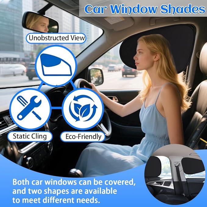 Car Window Shade 4 Pack, Magnetic Sun Blocker with Static Suction, 99% UV Protection, Universal Fit for Sedan MPV SUV Truck, Front and Rear Windows - Image 5