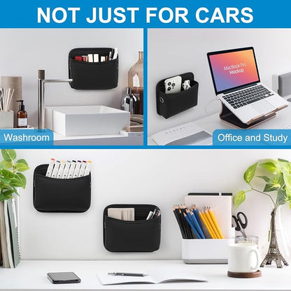 Accmor Car Seat Side Pocket Organizer, PU Leather Pouch Bag for Car Seat, Door, Window, Console, Registration Wallet Cards Trash Phone Sunglasses Holder Pocket for Auto - Image 7