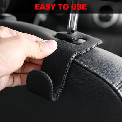 AMVOYOA U-Shaped Car Leather Hooks – Car Purse Holder, Headrest Hooks for Car, Back Seat Organizer - Elevate Your Travel Experience!(Beige) - Image 7