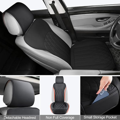 BEITK 1 Pack Waterproof Front Car Seat Cover for Car Truck SUV Black | PU Leather, Scratch-resistant, Sideless Design, Universal Fit, with Storage Pocket and Seat Belt Pad, Easy to Install - Image 4