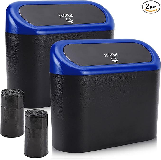 Accmor Car Trash Can with Lid, Waterproof Vehicle Trash Bin Car Dustbin Garbage Organizer Storage, 2 Pack Mini Garbage Bin Trash Container for Auto Cars, Home, Office by Accmor