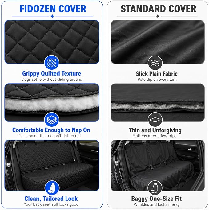 Dog Car Seat Cover & Protector, Pet Back Seat Cover for Cars & SUVs, 54" | Fits compact SUVs, EVs & sedans; protects rear bench and car interior from pet hair, kid spills, baby boy messes, and stains. - Image 6