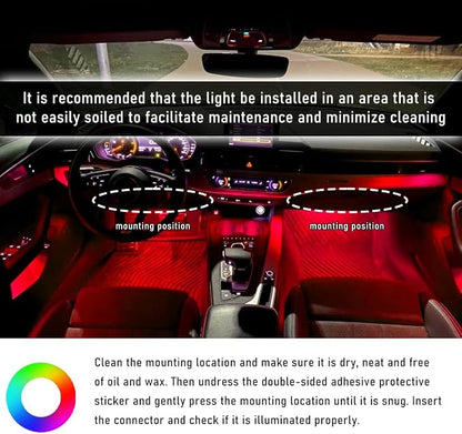 Wevdn Car Interior LED Strip Light, 12V 24 LED Waterproof Neon Ambient Night Light with USB Port, Automotive Atmosphere Decorative Under Dash Lighting Kit, Car Accessories (Red) - Image 6