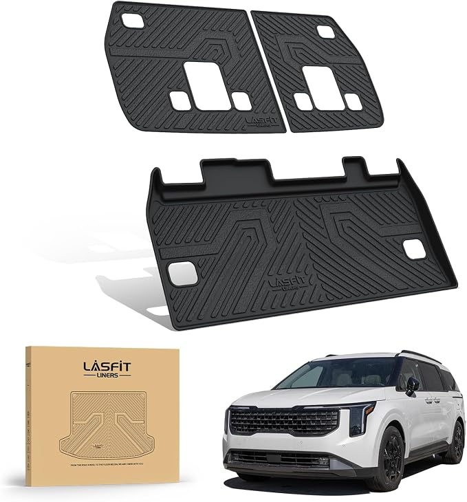 LASFIT Cargo Mats for Kia Carnival 2022-2027 /Kia Carnival Hybrid 2025-2027 | All Weather TPE Custom Fit Cargo Trunk Mat & Backrest Mats Accessories, Black - Image 9