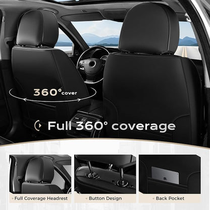Coverado Seat Covers, Car Seat Covers Full Set, Leather Seat Covers for Cars, Car Seat Protector, Black Car Seat Covers Front Seats and Back Seats Universal Fit for Most Cars Orange - Image 6