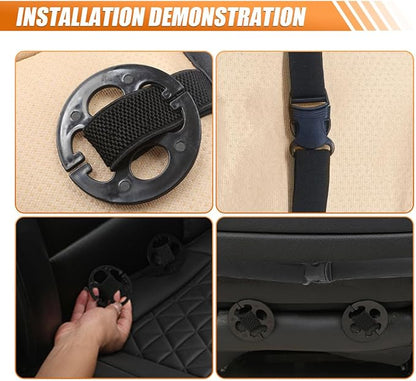 2PCS Luxury Faux Leather Car Seat Cover, Car Seats Cushion, Black | Anti-Slip Waterproof Universal Front Bottom Seat Protector with Storage Pocket for Sedans, SUVs, Trucks, Triangular Pattern - Image 6