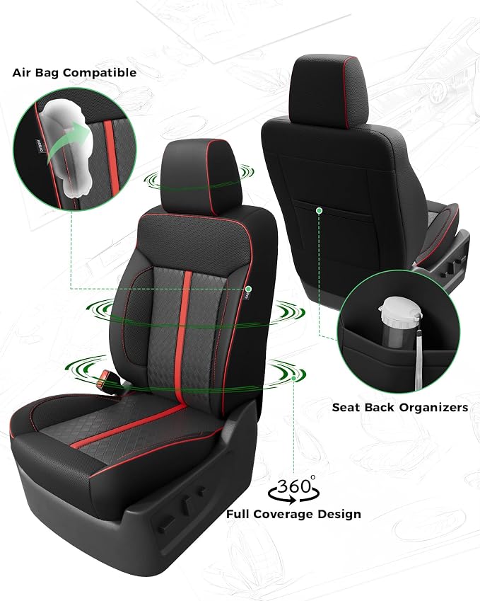 RIDEPOSH Custom Fit Seat Covers for Sierra/Silverado 1500 2014-2018 CrewCab | Fits 2500/3500HD 2015-2020, no Rear Armrest/Seatback Storage, Faux leather, Protective, Scratch-resistant, Easy-clean - Image 3