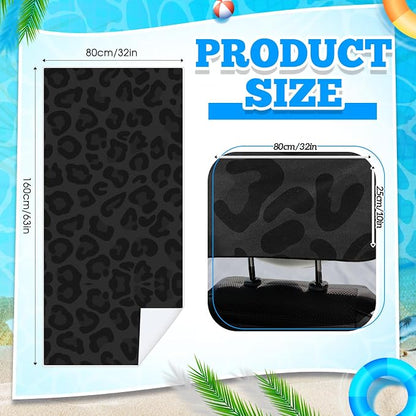 Hahafelt 2 Pack Car Seat Towel Cover with Storage Bag, Black Leopard | 63 x 32 in Car Towel Seat Cover Non Slip Waterproof, Gym Workout Swimming Running, Machine Washable Sweat Absorbent Protector - Image 2