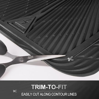CAR PASS Rubber Floor Mats&Cargo Liner,Waterproof Trucks Mats Heavy Duty,All Weather Trim-to-Fit Automotive Mats for Cars Trucks SUV,Anti-Slip Easy Clean Durable,Full Set 5-Piece,3D Emboss All Black - Image 6