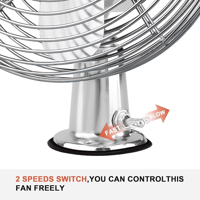 12V Portable Fan RV | Truck Cooling Heavy Duty 9" Metal Clip-On Car Fan Bus | Boat | Forklift | Car | Camper | Lawn | Mower | Tractor 2-Speed High Velocity Silver - Image 5