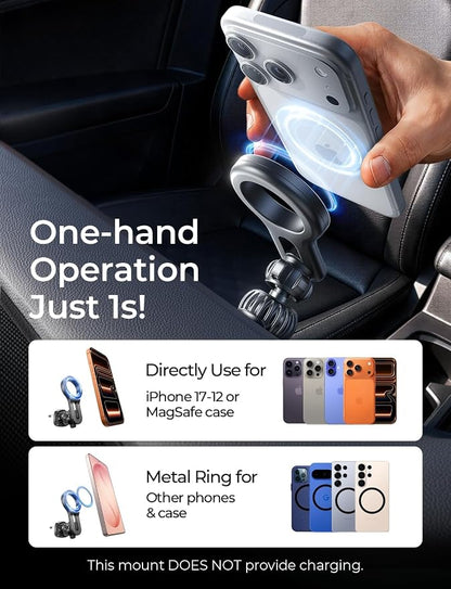 LISEN for MagSafe Car Mount, Magnetic Phone Holder for Car Vent Phone Mount, Air Vent Hands Free Phone Mount, Super Magnetic Phone Mount, Gifts Car Phone Holder Magnetic for iPhone 17 Pro Max 16 15 | Upgraded Strongest Magnet Power, Metal Hook Clip, 36... - Image 3