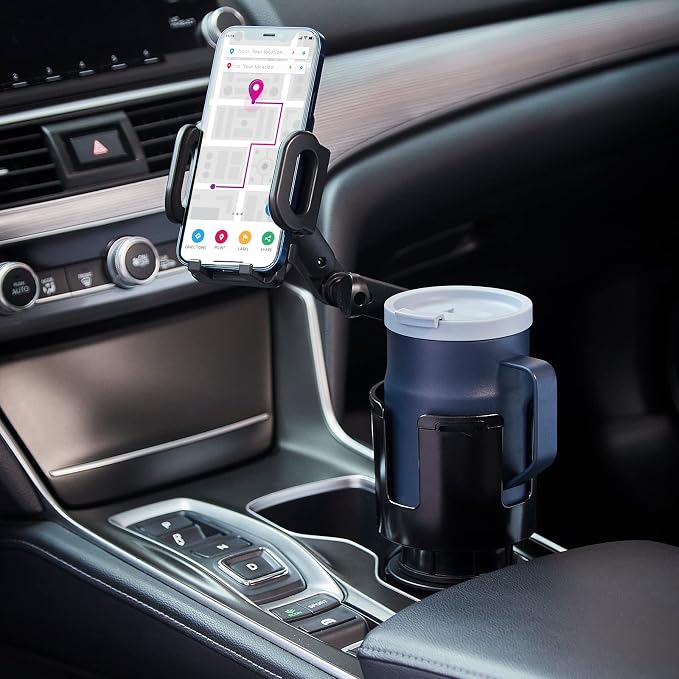 This Hill Car Cup Holder Expander Adjustable Base with Phone Mount 360° Rotation Cup Holder Cell Phone Holder for Car Compatible with iPhone All Smartphones - Image 7