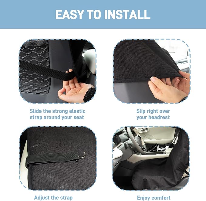 Waterproof Car Seat Cover Towel Front Seats 2 Pack, Universal Fit for Cars | Waterproof Sweating Seat Protector for SUVs, Anti-Slip Front Seat Cover for Gym, Outdoor, Pets & Travel, Black - Image 6