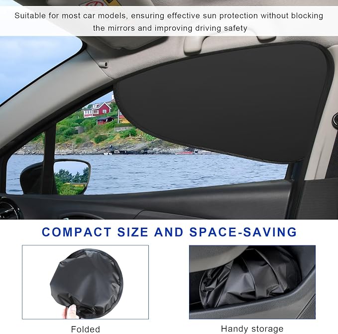 2 PCS Car Side Window Sun Shade, Static Cling Privacy Curtain Front Window Sunshades, Reusable UV Rays Protection Universal Sun Shade Blocker Fits for Most Vehicles - Image 6