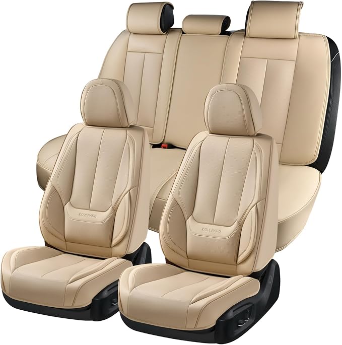 Coverado Car Seat Covers, Seat Covers for Cars, Waterproof Leather Auto Seat Protectors, Leather Car Seat Cushion, Car Interiors Accessories Universal Fit for Most Cars - Image 2