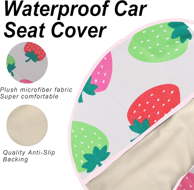 Sweat Towel Car Seat Cover Protector Front Seats for Gym Workout, Running, Swimming, Beach and Hiking, Waterproof Universal Seat Cover for Car, Trucks, Van & SUV (2, Strawberry, Front) - Image 4