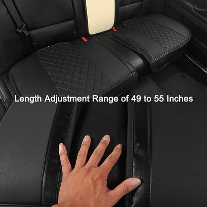 Black Panther Luxury PU Leather Rear Car Seat Cover,Compatible with Most Vehicles, Adjustable Length 49-55'', Diamond Pattern Embroidery (Burgundy) - Image 5