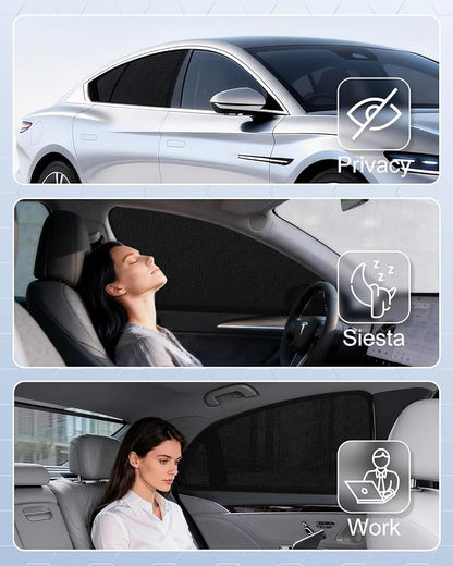 Car Window Shades(4 Pack)-Side Window Sun Shades, UV Protection Breathable Spandex Baby Window Covers, Universal Fit Most of Cars, Protect Privacy for Family-(27.2"x39.8"), Black - Image 4