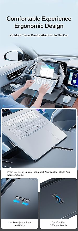 QRabbit 2-in-1 Extendable Steering Wheel Tray - Adjustable Car Desk for Laptop & Food Eating Table - Fits Most Large SUVs, Trucks & Vans, Portable for Travel, Work & Dining - Image 9