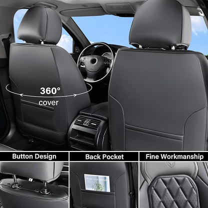 Coverado Car Seat Covers Front Seats, Waterproof Seat Covers, Faux Leather Car Seat Covers 2 Pack, Universal Car Seat Protector Front Seat Cover Fit for Most Cars Trucks SUV- Gray&Black - Image 2