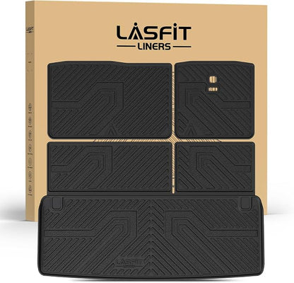 LASFIT Cargo Mats for Nissan Armada 2017-2024 / Infiniti QX80 2011-2024 | All Weather TPE Custom Fit Cargo Trunk Mat & Backrest Mats Accessories, Black by LASFIT