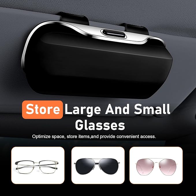 Car Visor Sunglass Holder, ABS Anti-scratch Eyeglasses Protection Case, Multi-function One-press Open Storage Box, Sun Visor Organizer Accessory for Most SUVs Sedans Trucks (Black) - Image 6