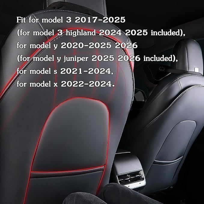 for Tesla Model Y 3 S X (Juniper & Highland Included) Seat Back Kick Protectors for Kids Kick Mats Leather Back Seat Cover Protect from Mud, Stains, Scratches, Set of 2 for Tesla Accessories - Image 3