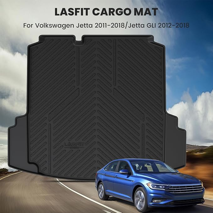 LASFIT Trunk Mat for Volkswagen Jetta 2011-2018, Custom Fit All-Weather TPE Rubber Cargo Mat for VW Jetta Accessories Trunk Liner Cargo Liner, Waterproof, Easy to Clean, Black - Image 8