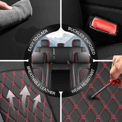 Seat Covers for Silverado/Sierra| Waterproof Leather Pickup Truck Custom Seatcovers Full Set for Chevy Silverado GMC Sierra 2014-2018 1500, 2015-2019 2500HD 3500HD Crew Double Extended Cab - Image 6