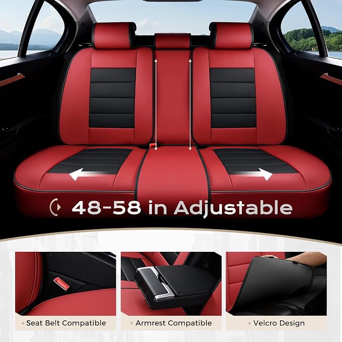 Coverado Car Seat Covers Full Set, Seat Covers for Cars, Front Seat Covers and Back Seat Cover Waterproof Leather Automotive Seat Cover, Universal Car Interior Protectors Cushion for Most Cars - Image 6
