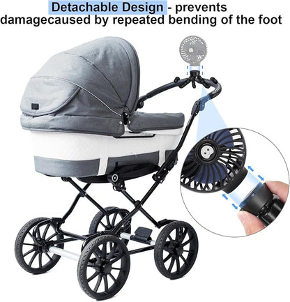 Portable Stroller Fan USB Clip on Fan Rechargeable Small Personal Mini with Removable Flexible Tripod 3 Speed 360° Rotate Can Handheld and Desk for Stroller Car Seat Crib Travel Outdoor (Black-1) - Image 3