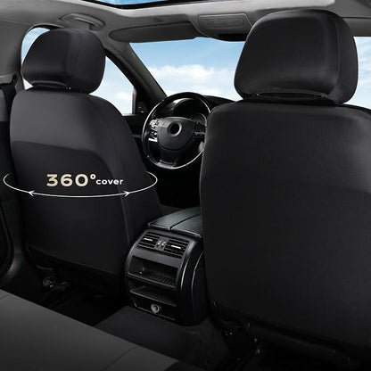 Coverado Automotive Seat Covers Full Set, Luxury Car Seat Covers, Leather Seat Covers, Mesh Design, Black Driver Seat Protectors, Universal Fit for SUVs, Trucks, Sedans - Image 6
