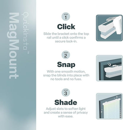 REGAL estate Strong Hold Magnetic Door Mini Blinds, White, 25 x 42 in | No-drill installation, Ideal for offices, kitchens, and magnetic steel entry doors, Light filtering, Cordless 1 in slats - Image 6